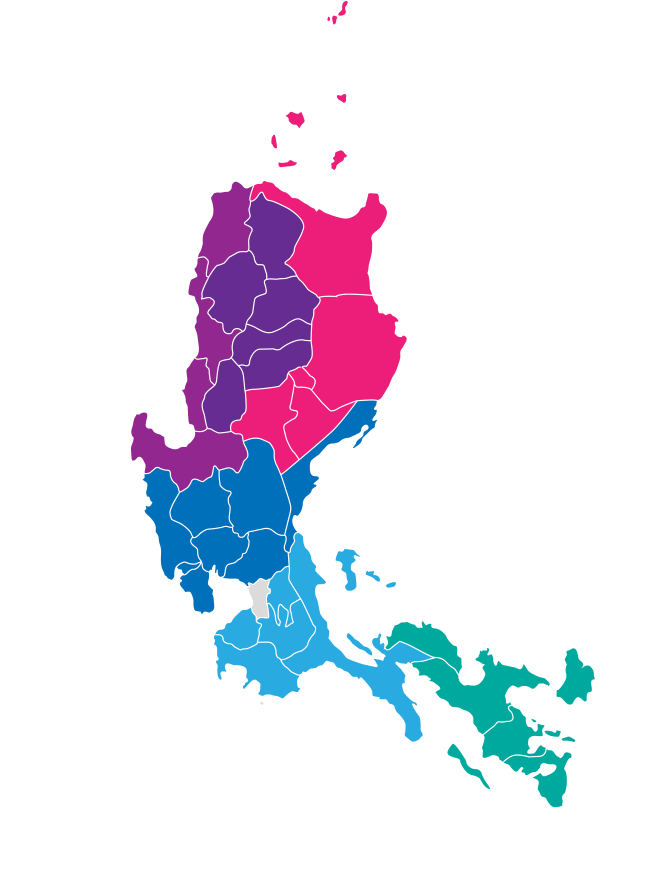 Map illustration showing the consular district regions